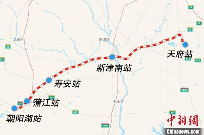 成都鐵路樞紐天府至朝陽(yáng)湖段線路圖?！?guó)鐵集團(tuán)供圖