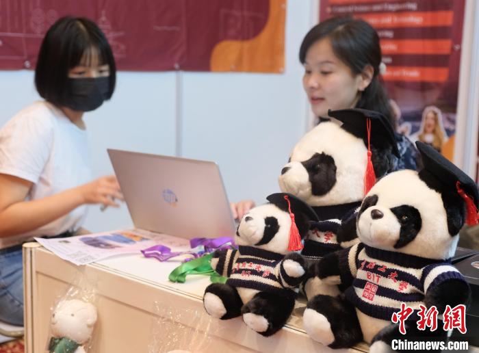 北京理工大學(xué)帶來可愛熊貓玩偶，頗為吸睛 陳悅 攝