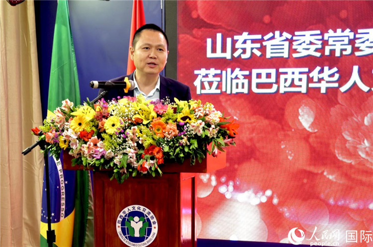 中國駐里約熱內盧總領館副總領事王尉育致辭。人民網記者宋亦然攝