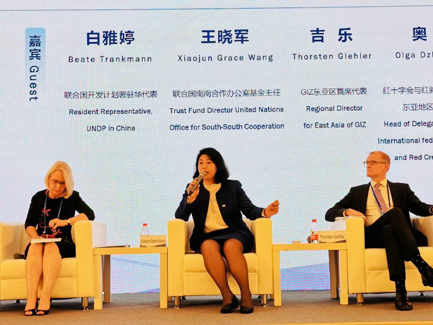 聯(lián)合國南南合作辦公室基金主任王曉軍出席全球共享發(fā)展行動論壇首屆高級別會議分論壇討論。受訪者供圖