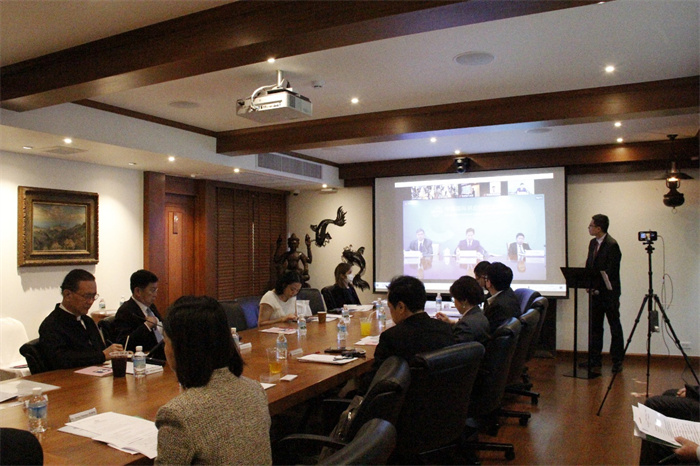  中國貿(mào)促會副會長張慎峰視頻致辭。中國貿(mào)促會駐泰國代表處供圖