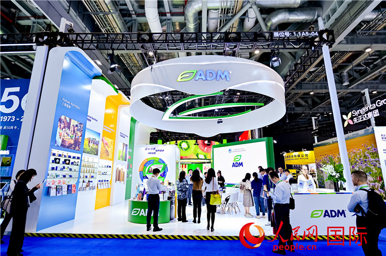 美國農產品加工和貿易企業(yè)ADM在進博會的展臺。人民網記者 趙益普攝