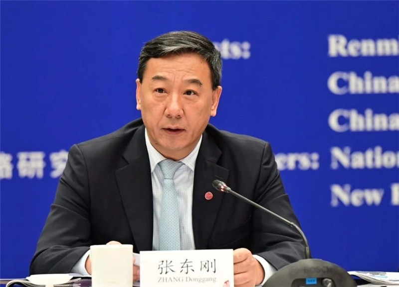 中國人民大學(xué)黨委書記、國家發(fā)展與戰(zhàn)略研究院理事長張東剛作論壇開幕致辭。主辦方供圖