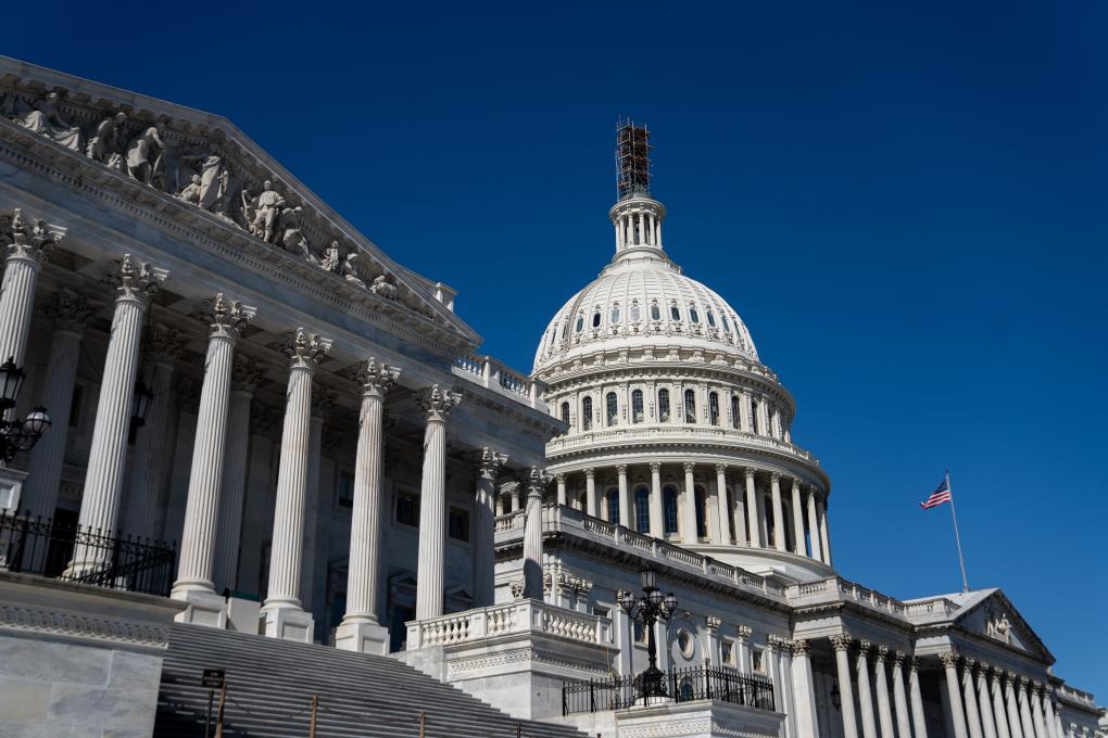 圖為2023年10月11日在美國首都華盛頓拍攝的國會大廈。新華社記者 劉杰 攝
