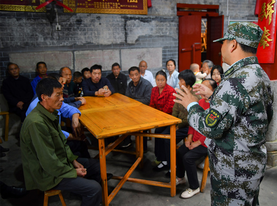民兵學(xué)習(xí)宣講。受訪單位供圖