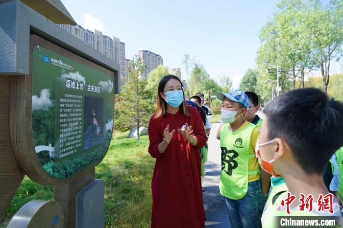 圖為小朋友在青海西寧湟水國家濕地公園內(nèi)學習濕地知識。　馬銘言 攝