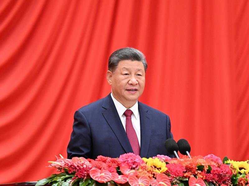△2024年9月30日，慶祝中華人民共和國成立75周年招待會在北京人民大會堂隆重舉行。習近平總書記出席招待會并發(fā)表重要講話。
