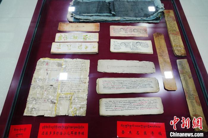 圖為藏醫(yī)古集文獻(xiàn)和藏醫(yī)臨床原始手稿?！●R銘言 攝