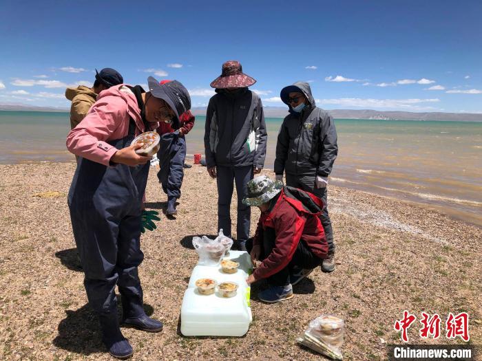 科考隊員在高原湖泊岸邊進餐?！?lt;a target='_blank' ><p  align=