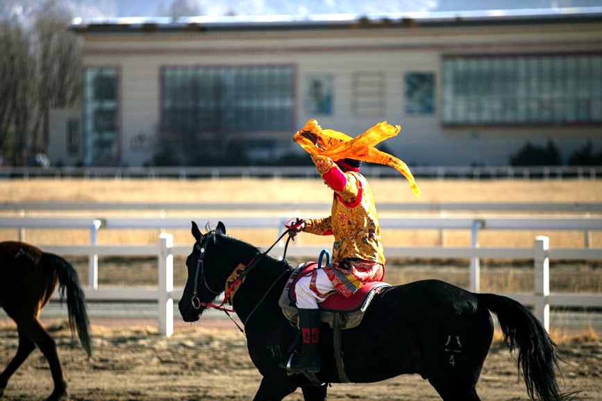 藏歷新年，精彩的馬術(shù)表演。張靜攝