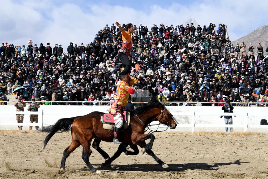 藏歷新年，精彩的馬術(shù)表演。潘多攝
