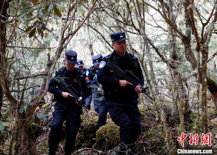 山南邊境管理支隊(duì)玉麥邊境派出所民警在邊境原始森林里開展邊境巡邏?！∴嶇?攝